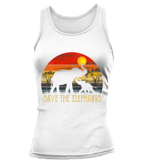 Retro Sunset Save The Elephants Africa Wild Animal Tank top Woman