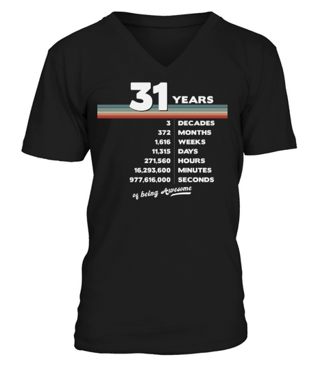 31st Birthday Vintage 31 Years Old Retro 372 V-Neck T-shirt