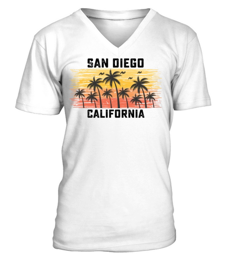 San Diego California Summer Retro VIntage Vacation V-Neck T-shirt