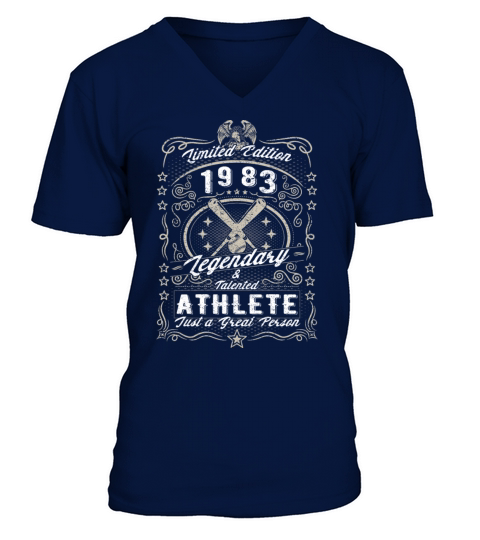 Vintage 1983 Baseball Birthday Gift Sport Hobby V-Neck T-shirt