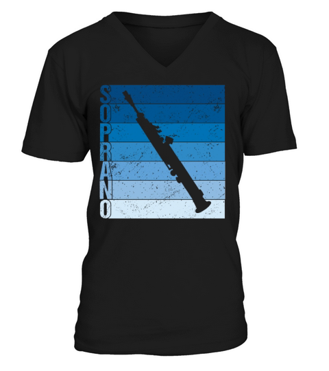 Vintage Soprano Saxophone Sax Musician V-Neck T-shirt