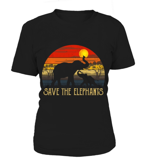 Retro Sunset Save The Elephants Africa Wild Animal Women's T-Shirt