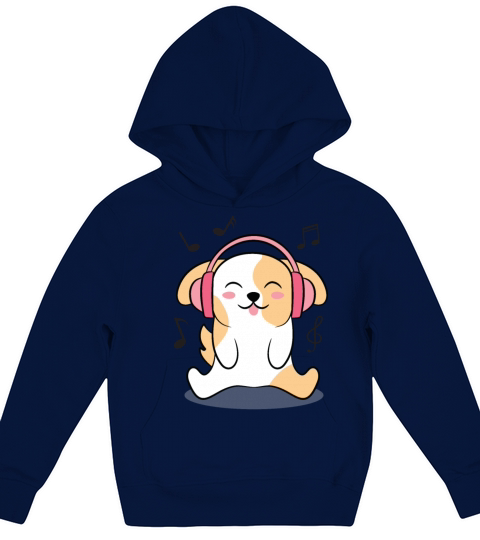 Cute Dog Listening To Music Kids Hoodie