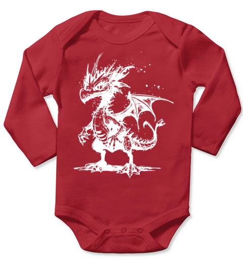 Cool Little Vintage Dragon With Wings Long Sleeve Baby One-Piece