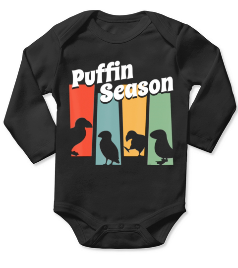 Funny Puffin Season Retro Vintage Puffin Lover Long Sleeve Baby One-Piece
