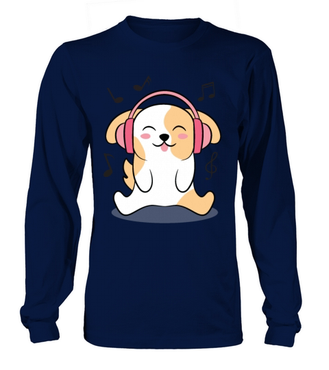 Cute Dog Listening To Music Long sleeved Unisex