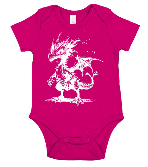 Cool Little Vintage Dragon With Wings Short Sleeve Baby One-Piece