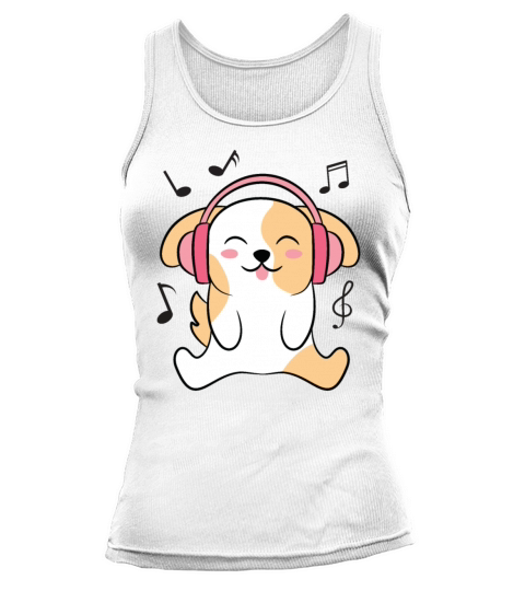Cute Dog Listening To Music Tank top Woman