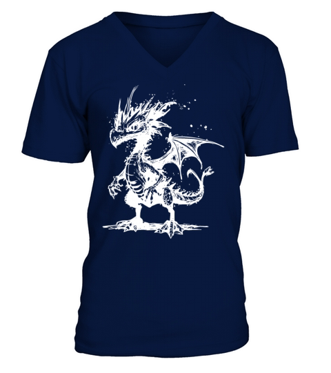 Cool Little Vintage Dragon With Wings V-Neck T-shirt
