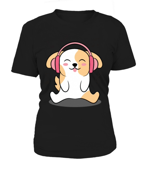 Cute Dog Listening To Music Women's T-Shirt