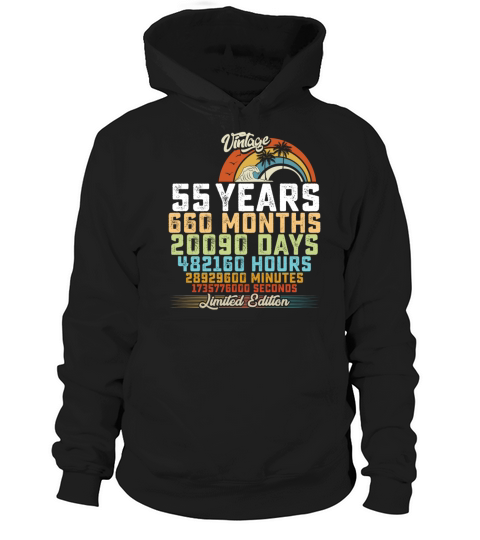 55th Birthday 55 Years Hours Month Vintage Hoodie Unisex