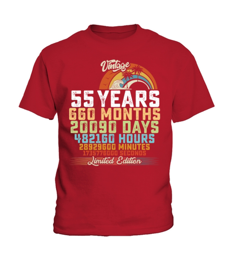 55th Birthday 55 Years Hours Month Vintage Kids T-Shirt