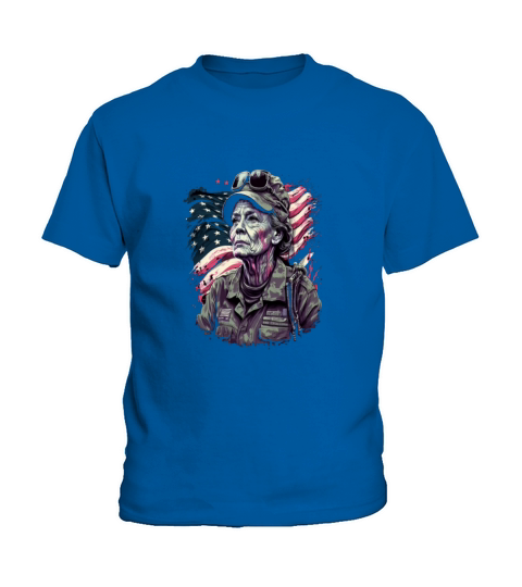 Retired Military Vintage Veteran American Mom Kids T-Shirt