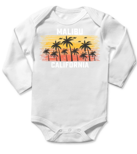 Malibu California Summer Retro VIntage Vacation Long Sleeve Baby One-Piece