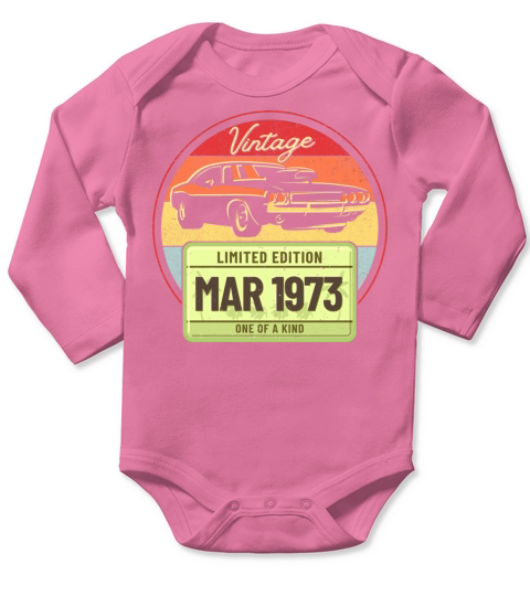 Vintage March 1973 Long Sleeve Baby One-Piece
