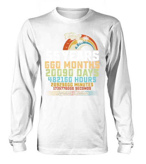 55th Birthday 55 Years Hours Month Vintage Long sleeved Unisex