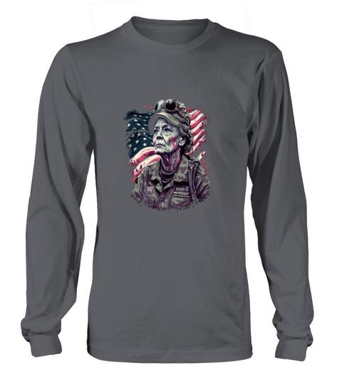 Retired Military Vintage Veteran American Mom Long sleeved Unisex