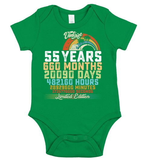55th Birthday 55 Years Hours Month Vintage Short Sleeve Baby One-Piece