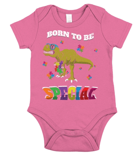 Dinosaur Born Special Puzzle Autism Awareness Short Sleeve Baby One-Piece