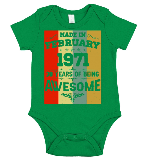 February 1971 Vintage Birthday Present Short Sleeve Baby One-Piece