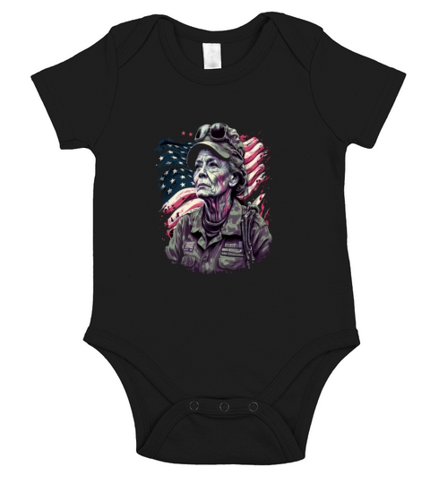 Retired Military Vintage Veteran American Mom Short Sleeve Baby One-Piece