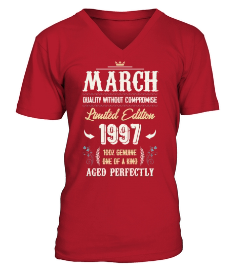 March 1997 Vintage Birthday Present V-Neck T-shirt