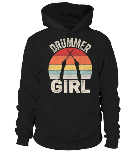 Vintage Retro Drummer Girl Hoodie Unisex