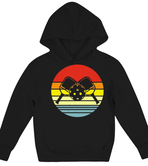 Vintage Pickleball Sports Paddle Lover Sunset Kids Hoodie