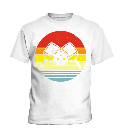 Vintage Pickleball Sports Paddle Lover Sunset Kids T-Shirt