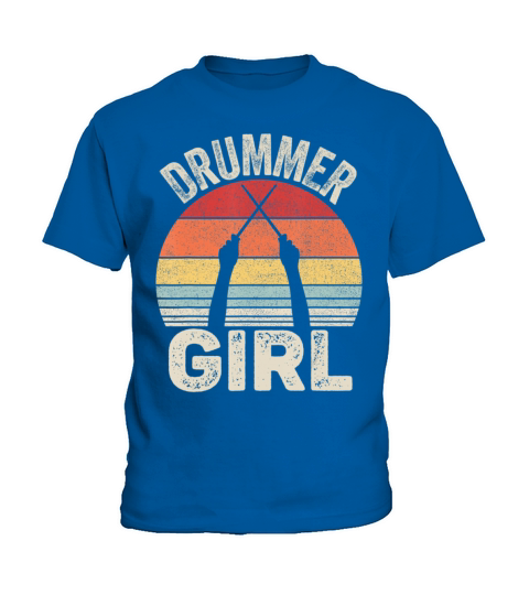 Vintage Retro Drummer Girl Kids T-Shirt