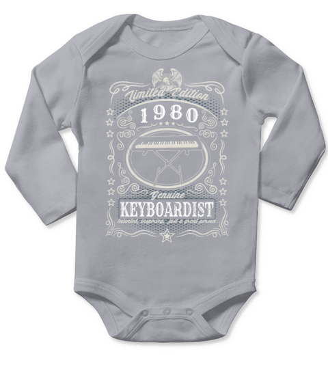 Vintage 1980 Keyboardist Birthday Gift Keyboard Long Sleeve Baby One-Piece