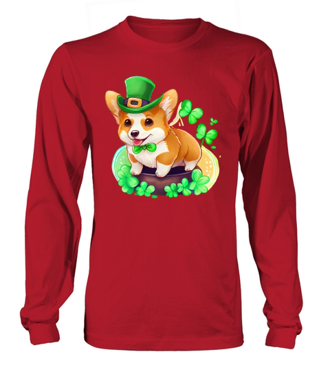 Cute Corgi Dog Saint Patricks Day Long sleeved Unisex