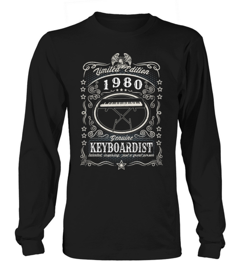Vintage 1980 Keyboardist Birthday Gift Keyboard Long sleeved Unisex