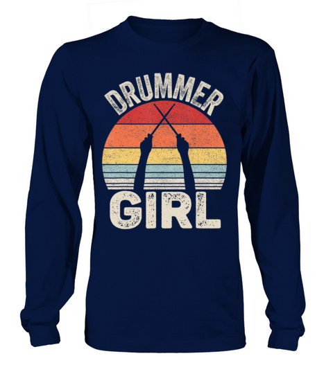 Vintage Retro Drummer Girl Long sleeved Unisex
