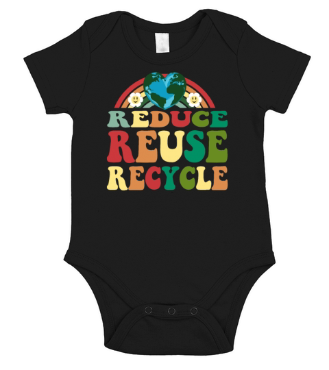 Men Women Vintage Earth Day Reduce Reuse Recycle Short Sleeve Baby One-Piece