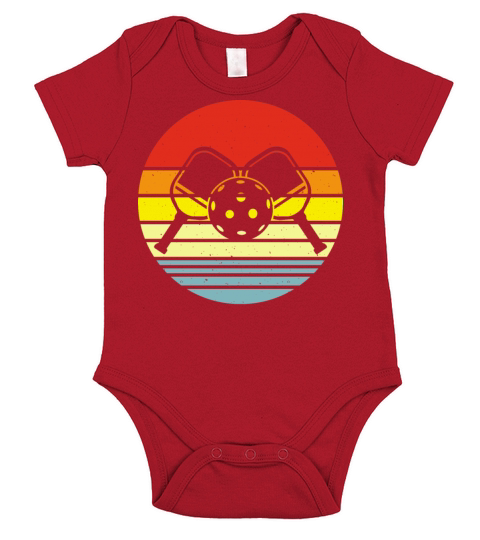 Vintage Pickleball Sports Paddle Lover Sunset Short Sleeve Baby One-Piece