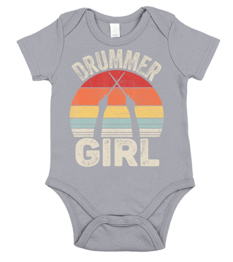 Vintage Retro Drummer Girl Short Sleeve Baby One-Piece