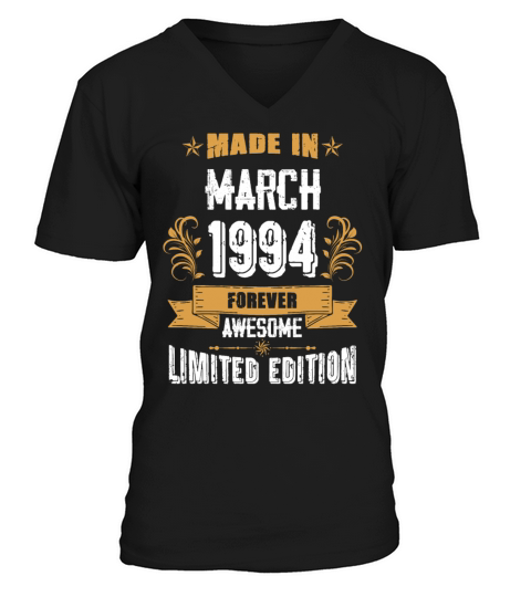 March 1994 Vintage Birthday Present V-Neck T-shirt