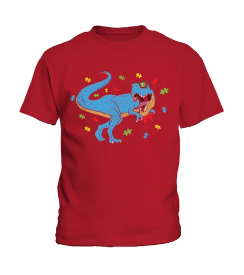 Roar Dinosaur Raptor Puzzle Autism Awareness Kids T-Shirt