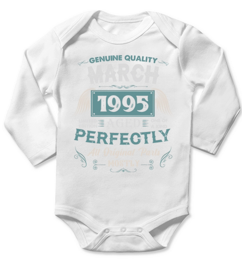 March 1995 Vintage Birthday Present Long Sleeve Baby One-Piece
