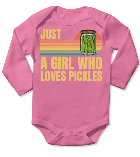 Retro Vintage Just A Girl Who Loves Pickles Long Sleeve Baby One-Piece