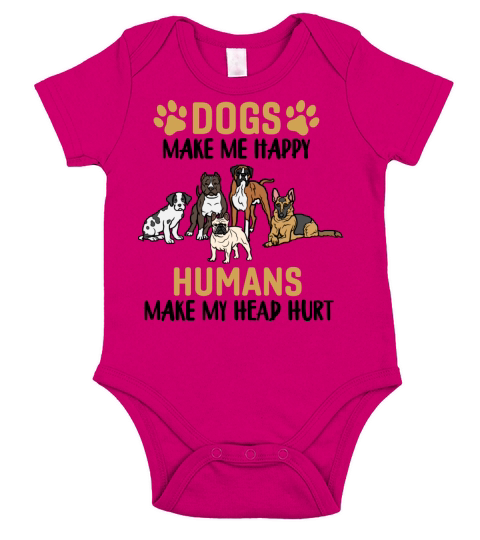 Dogs Make Me Happy People Make My Head Hurt Short Sleeve Baby One-Piece