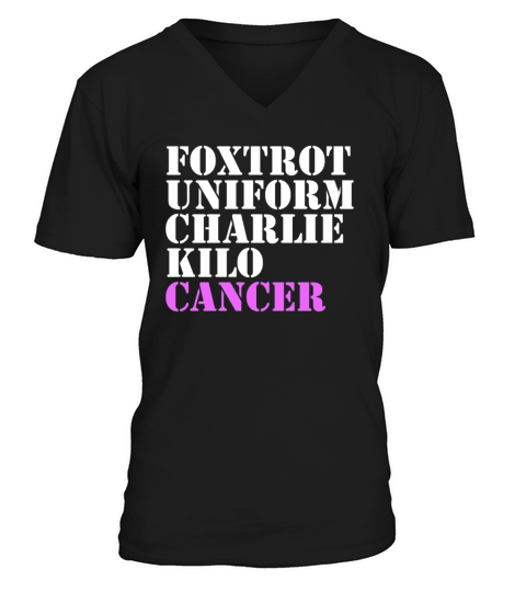 Foxtrot Uniform Charlie Kilo Cancer Breast Cancer V-Neck T-shirt