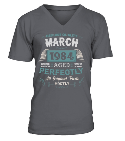 March 1984 Vintage Birthday Present V-Neck T-shirt