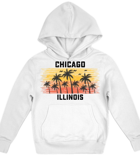 Chicago Illinois Summer Retro VIntage Vacation Kids Hoodie