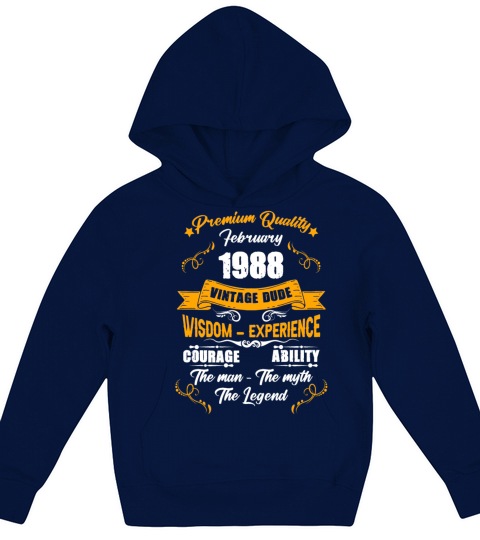 February 1988 Vintage Birthday Present Kids Hoodie