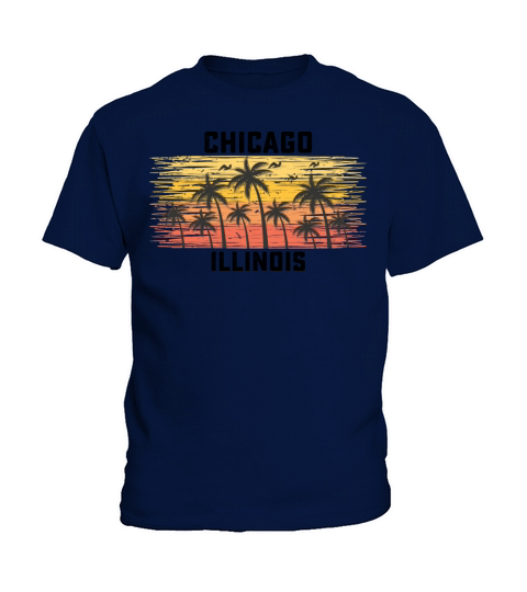 Chicago Illinois Summer Retro VIntage Vacation Kids T-Shirt