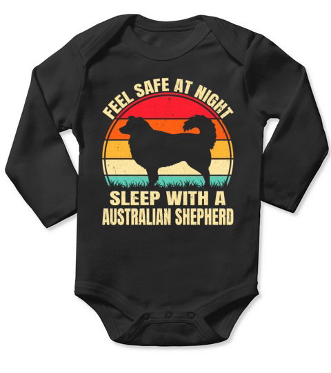 Australian Shepherd Dog Retro Vintage Long Sleeve Baby One-Piece