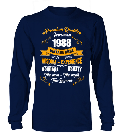 February 1988 Vintage Birthday Present Long sleeved Unisex