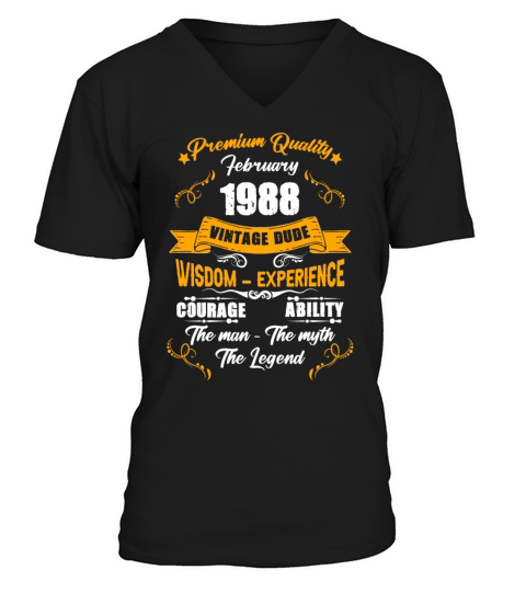 February 1988 Vintage Birthday Present V-Neck T-shirt